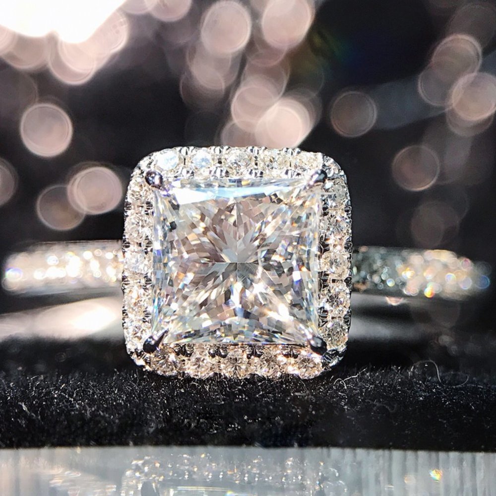🎁Beautiful Pure Princess Cut Zircon Square Thin Rings for Women, MARR9036